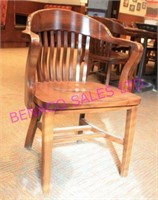 2X, SOLID WOOD SCHOOLHOUSE ARMCHAIRS