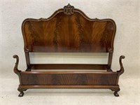 Crotch Mahogany Chippendale Full Size Bed