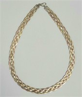 925 Sterling Silver Tri-Colored Braided Necklace