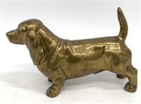 Solid Brass Basset Hound Dog Paperweight Figurine