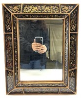 Antique Reverse Painted Glass Framed Mirror