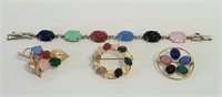 Vintage Scarab Brooches & Bracelet