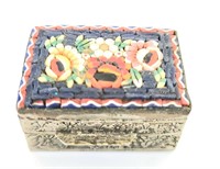 Vintage Italian Mosaic Floral Pill / Ring Box