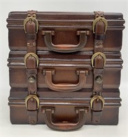 Faux Leather Three Stack Suitcase Box