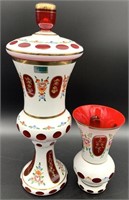 Pair Vintage Lausitzer Bohemian Glass Vases