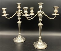 3,232g Pair Fisher Sterling Weighted Candleabras
