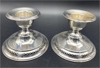 238g Pair Sterling(?) Candle Holders