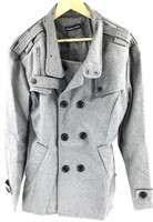 New fleece Men’s Double Breasted Wool Pea Coat,