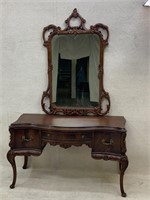Exceptional Swan Carved Mahogany Vanity