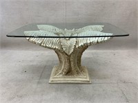 Glass Top Palm Leaf Table