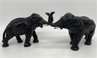 Pair of Antique Cast Iron Elephant Statues
