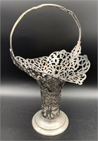 Reticulated Silver Plate Wedding Basket