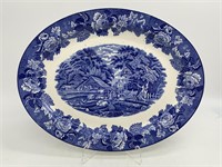 Blue & White English Scenery Porcelain Platter