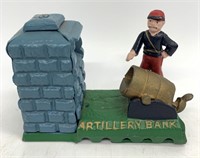 Cast Iron Mechanical Penny Bank - Artillery Bank