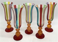 Set of 5 Pier One Multi Colored Glasses