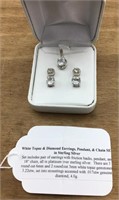 Platinum Over Sterling Earring/Necklace Topaz Set