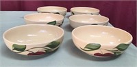 Six Vintage Watt Pottery, Apple Bowls, 8 inch
