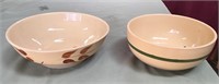 Two Vintage Watt Pottery Bowls, Apple Orchard
