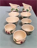 Vintage Watt Pottery, Apple, Seven Bowls, Two
