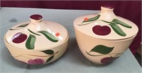 Vintage Watt Pottery Covered Bowls, Apple