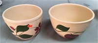 2 Vintage Watt Pottery Mixing Bowls, Apple and ?