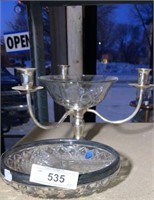 Glass Candelabra and Dish