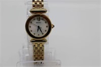 SEIKO WOMENS CRYSTAL ACCENTED GOLD WATCH - USED