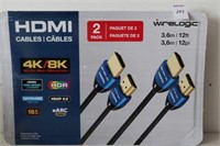 2PACK WIRELOGIC 12FT HDMI CABLES