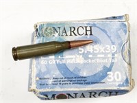 5.45x39mm, box of 30rds Monarch, 60 grain, full