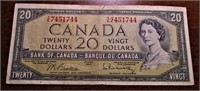 Billet de banque de 20$ dollar de 1954