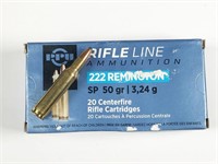 222 Rem (NOT 223), box of 20rds RifleLine, 50