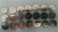 Canada 21 pièces de 25 cents comme neuves