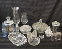 Large glass lot, lidded dishes, glasses plus more