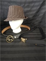 Fedora hat, Royal mountie belt and cat belt buckle