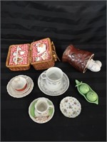Vintage miniature tea set, tea cups, S&P shakers