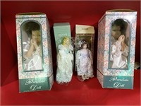 4 porcelain dolls