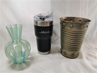Insulated Tumbler + Art Glass Vase + Planter