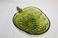 Green glass 13 X 3.25" fruit bowl