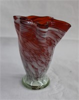 5.5" Ruffled edge hand blown  vase