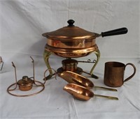 Copper fondue pot , 2 scoops,mug