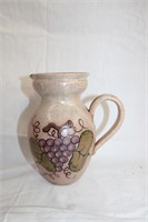 Hand painted pottery jug 8"H