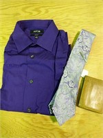 Purple dress shirt and tie new with tags