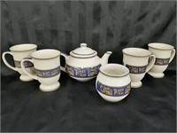 Tetley Teas Tea Set -Teapot,Sugar Bowl & 4 Teacups