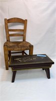 PAINT DECORATED STOOL "CARRIE-1944 & ANTIQUE