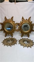 4 COMPOSITE SUN BURST STYLE MIRRORS