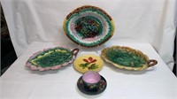 COLLECTION OF 23 PCS OF ANTIQUE MAJOLICA DISHES