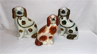 PAIR STAFFORDSHIRE DOGS & SMALLER STAFFORDSHIRE DO