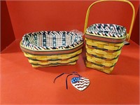 2 Longaberger All American baskets, tie on and