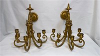 PAIR OF QUALITY BRONZE WALL SCONCES