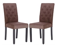 Brown Tufted Parsons Dining Chairs (Set of 2)